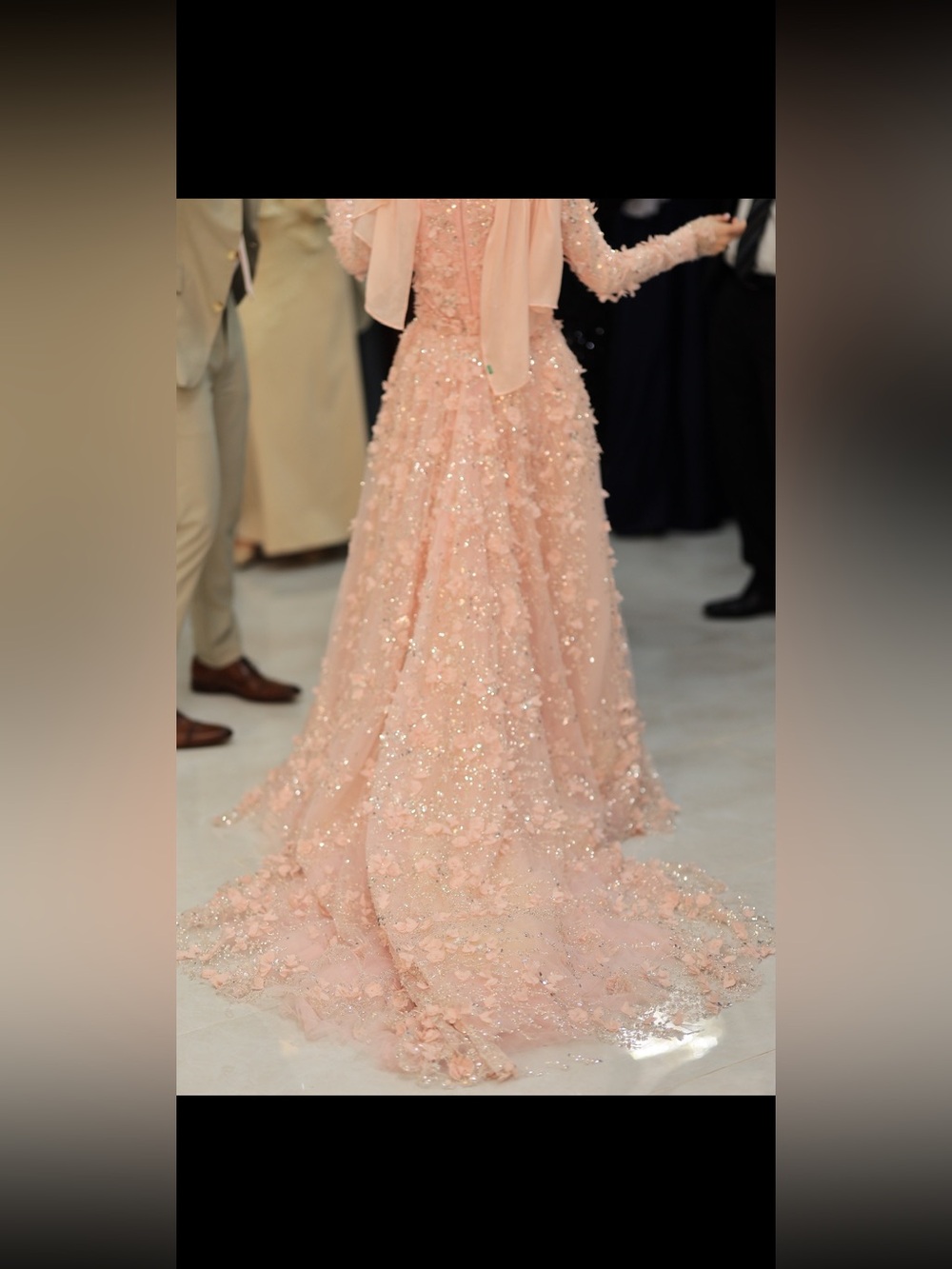 Teuta Matoshi Blush Pink 3D Floral Long Sleeve Gown - Picture 8 of 12